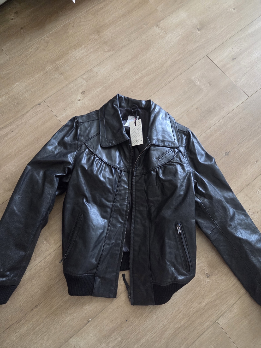 Black Real Leather Bomber Jacket - Classic Zip Front